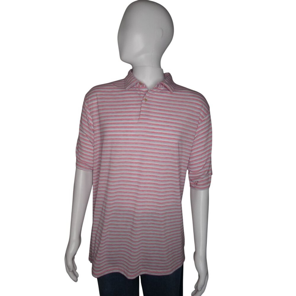 Peter Millar‎ Golf Shirt Pink Stripes Size XL